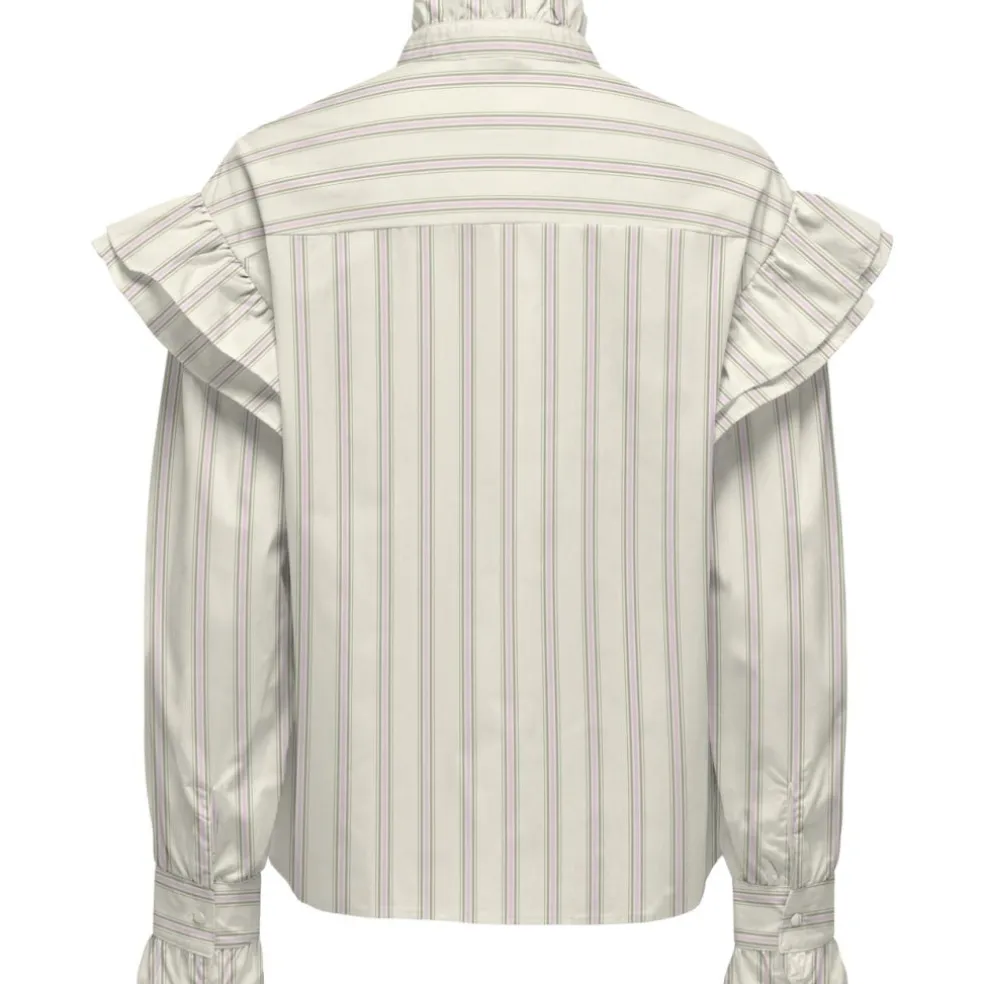 ONLY dame bluse ONLMALOU - Bone White PINK LADY + HEDGE GREEN