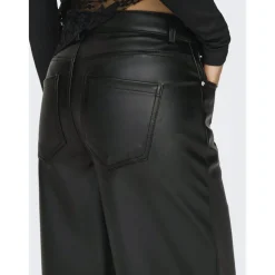 ONLY Dame Bukser FAUX LEATHER ONLKIRI - Black