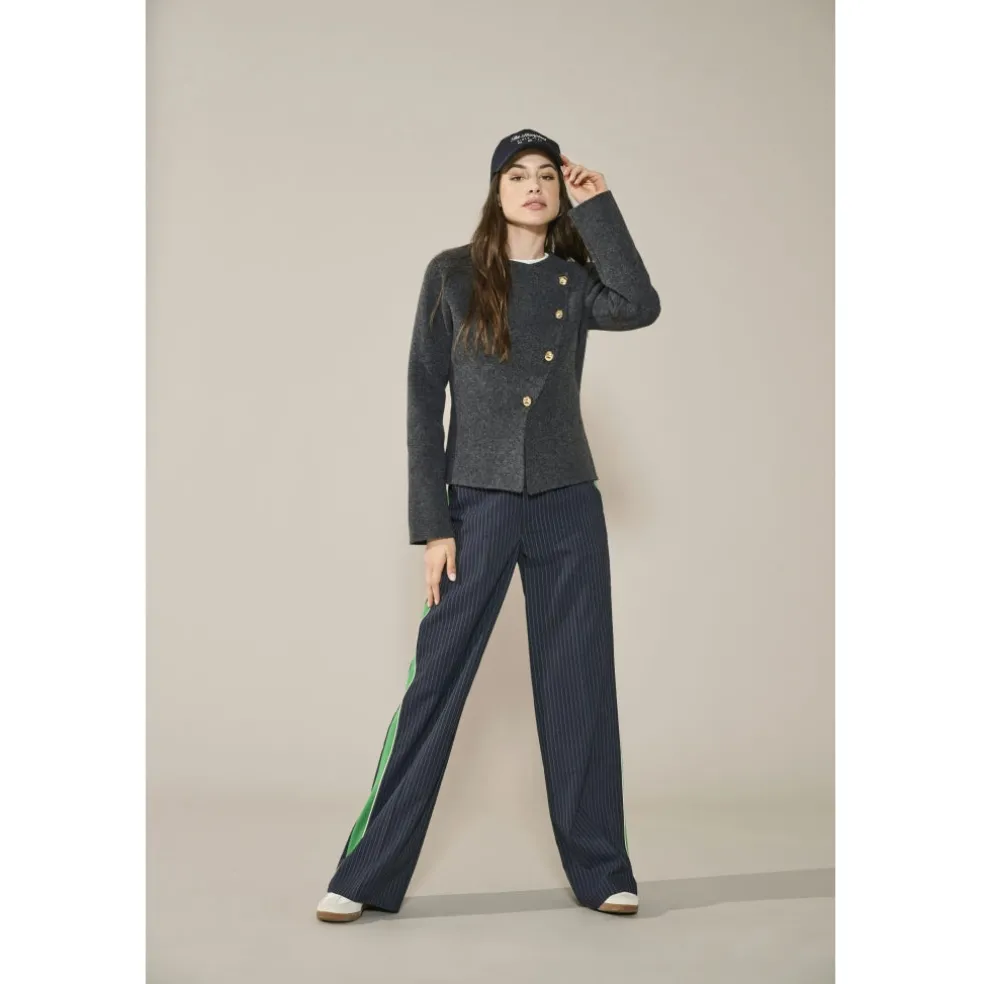 ONLY Dame Cardigan ONLMella - Dark Grey Melange Gold Button