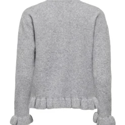 ONLY DAME CARDIGAN ONLRIMA - Light Grey Melange Button
