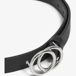 ONLY DAME FAUX LÆDER BÆLTE ONLRASMI - BLACK/SHINY SILVER BUCKLE