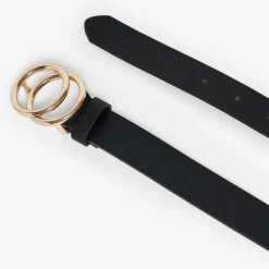 ONLY DAME FAUX LÆDER BÆLTE ONLRASMI - BLACK/SHINY GOLD BUCKLE