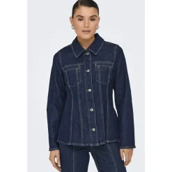 ONLY dame jakke ONLELLE - Dark Blue Denim Detail RINSE