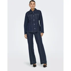 ONLY dame jakke ONLELLE - Dark Blue Denim Detail RINSE