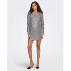 ONLY dame kjole ONLANIKA - Vapor Blue SILVER SEQUINS
