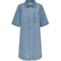 ONLY dame kjole ONLASTA - Light Blue Denim STRIPE