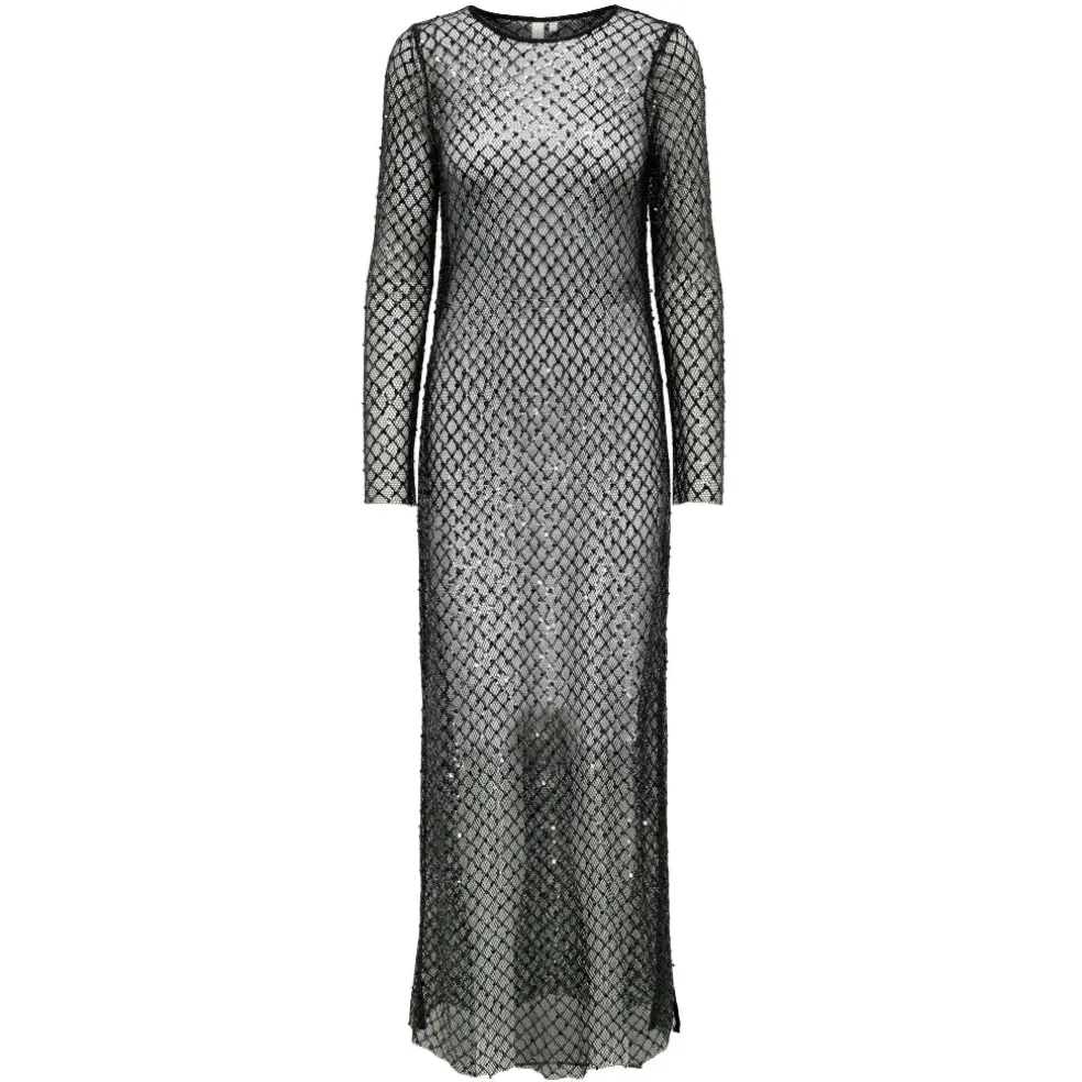 ONLY dame kjole ONLDONNA - Black SEQUINS= BLACK AND SILVER