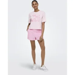 ONLY dame shorts ONLFILUCCA - Fuchsia Pink Checks W BRIGHT WHITE SMALL