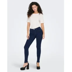 ONLY dame skinny jeans ONLRAIN - Dark Blue Denim