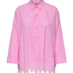 ONLY dame skjorte ONLGRACES - Fuchsia Pink BRIGHT WHITE EMB.