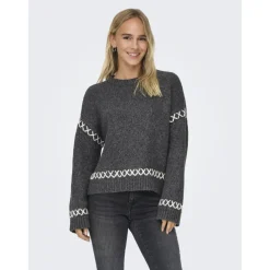 ONLY dame strik ONLAMANDA - Dark Grey Melange Cloud Dancer