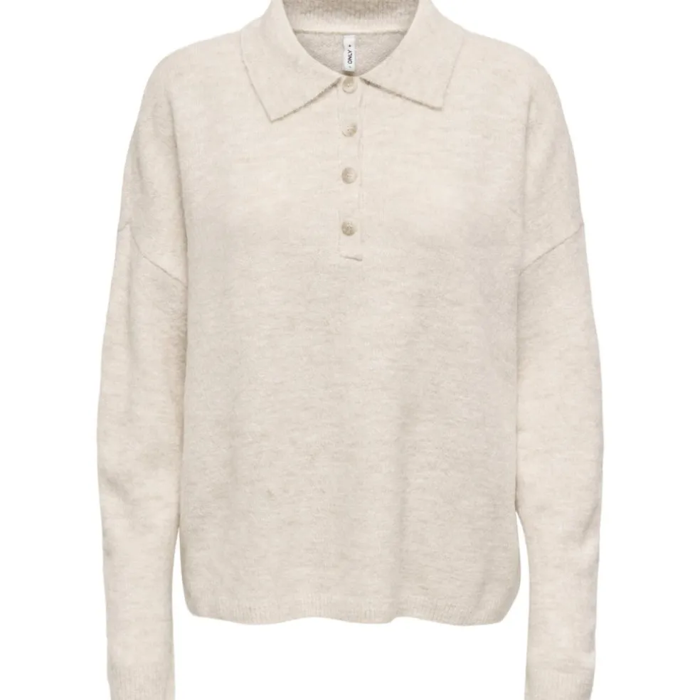 ONLY Dame Strik Polo ONLTALIO - Whitecap Gray Detail:Melange/DTM Horn Button