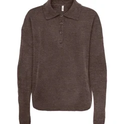 ONLY Dame Strik Polo ONLTALIO - Chocolate Martini Detail:Melange/DTM Horn Button