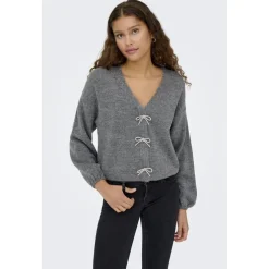 Only dame strik trøje ONLDONNA - Medium grey melange