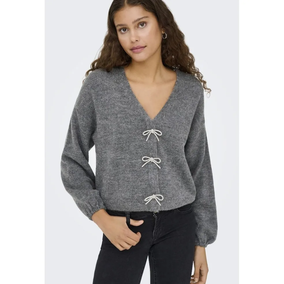 Only dame strik trøje ONLDONNA - Medium grey melange