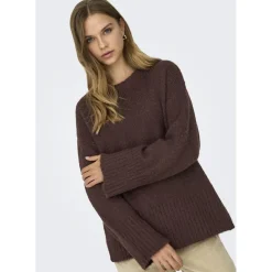 Only dame strik trøje ONLMAGGIE - Seal Brown
