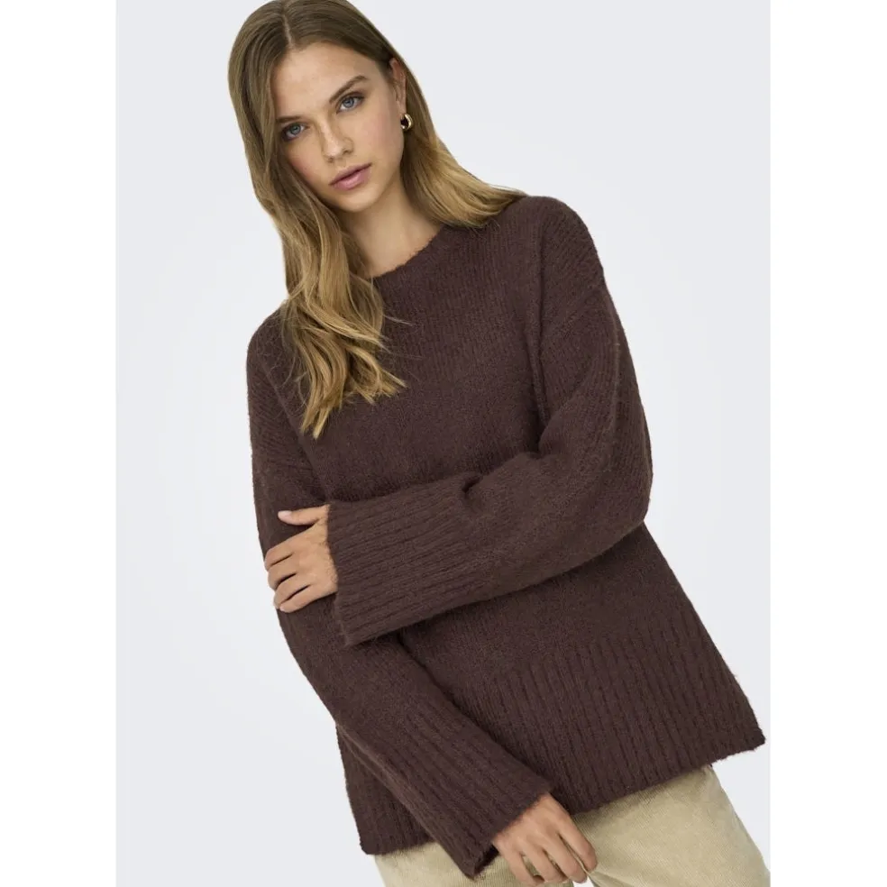 Only dame strik trøje ONLMAGGIE - Seal Brown