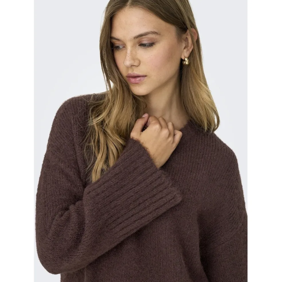 Only dame strik trøje ONLMAGGIE - Seal Brown