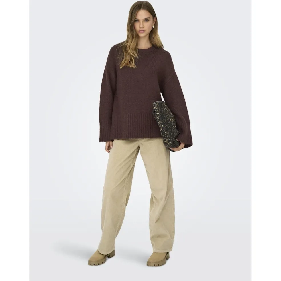 Only dame strik trøje ONLMAGGIE - Seal Brown