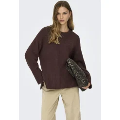 Only dame strik trøje ONLMAGGIE - Seal Brown