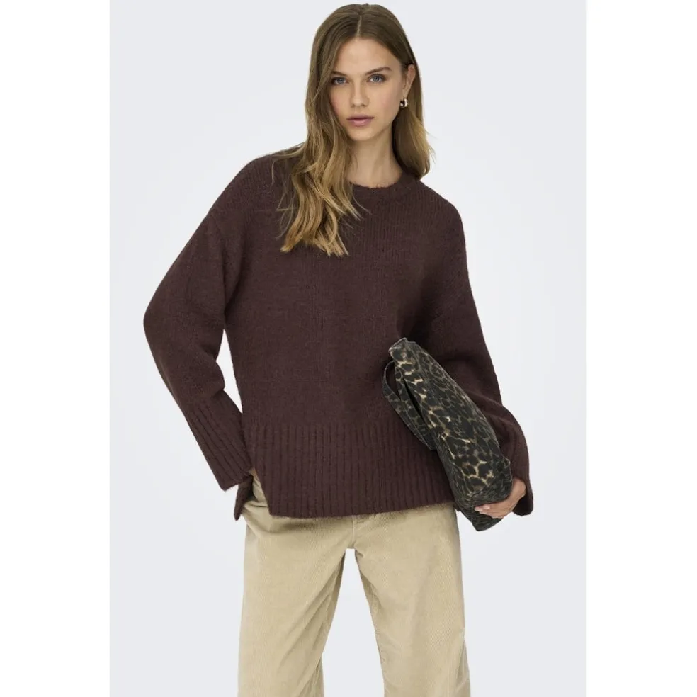 Only dame strik trøje ONLMAGGIE - Seal Brown