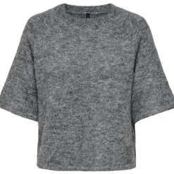 Only dame striktrøje ONLAZU - Dark grey melange