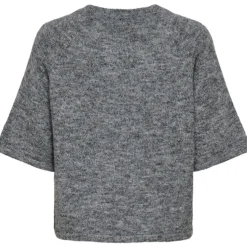 Only dame striktrøje ONLAZU - Dark grey melange