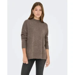 ONLY DAME STRIKTRØJE ONLHAZEL - Brown Lentil MELANGE