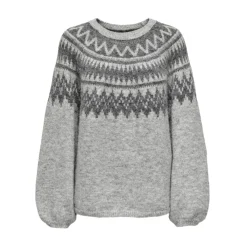Only dame striktrøje ONLREYKJA - Light Grey Melange