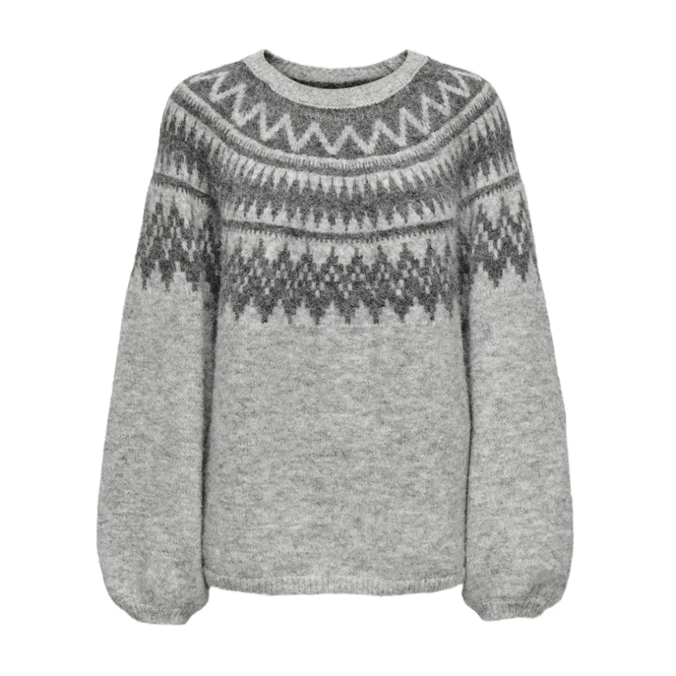 Only dame striktrøje ONLREYKJA - Light Grey Melange