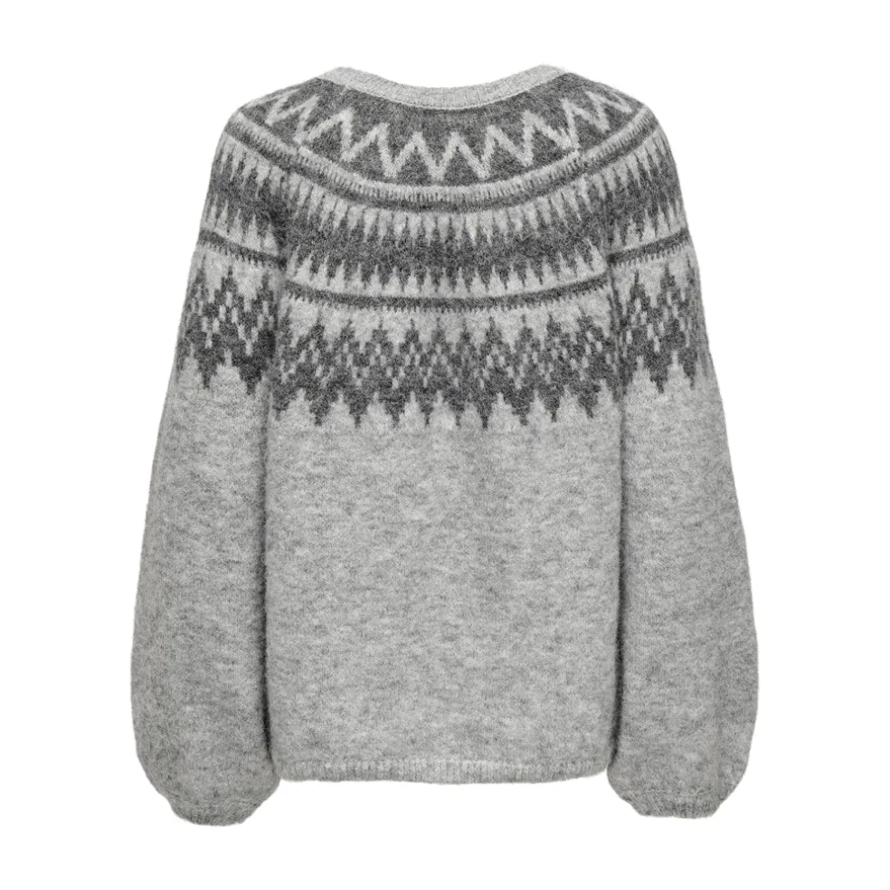 Only dame striktrøje ONLREYKJA - Light Grey Melange