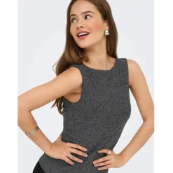 ONLY DAME TOP ONLEA - Black Silver Glitter