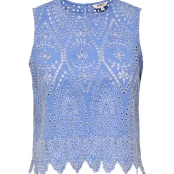 ONLY dame top ONLTULUM - Blue Bonnet BRIGHT WHITE EMB.