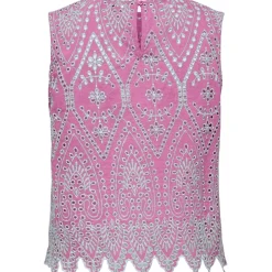 ONLY dame top ONLTULUM - Fuchsia Pink BRIGHT WHITE EMB.