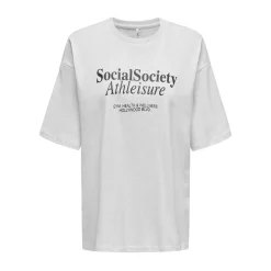 ONLY dame t-shirt ONLCASSIE - Light Grey Melange Social + labels brooklyn