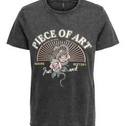 ONLY dame t-shirt ONLLUCY - Black Piece of art