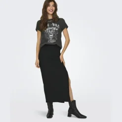 ONLY dame t-shirt ONLLUCY - Black BORN TO BE WILD