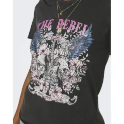 ONLY dame t-shirt ONLLUCY - Black The rebel