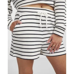 PCCHILLI dame shorts PCCHILLI - Cloud Dancer Stripes BLACK