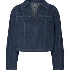 PIECES dame bluse PCFABIA - Dark Blue Denim