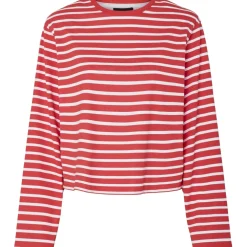 PIECES dame bluse PCFIONA - High Risk Red Bright White