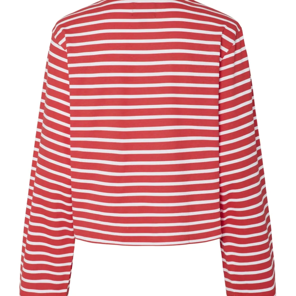 PIECES dame bluse PCFIONA - High Risk Red Bright White