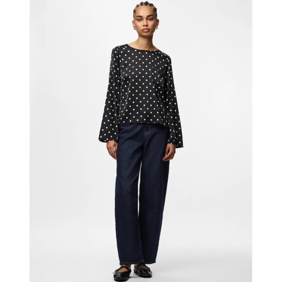 Pieces dame bluse PCJYTTA - Black White Dots