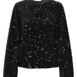 PIECES dame bluse PCKAM - Black Black sequins