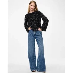 PIECES dame bluse PCKAM - Black Black sequins