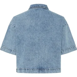 PIECES dame bluse PCKENYA - Medium blue denim