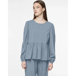 PIECES dame bluse PCNIKO - Faded denim