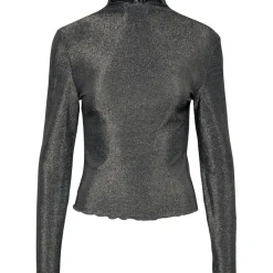 PIECES dame bluse PCSANDRA - Black Silver lurex