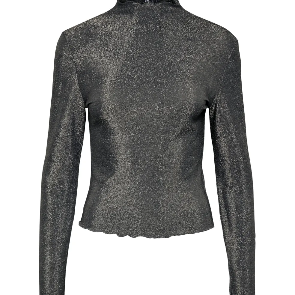 PIECES dame bluse PCSANDRA - Black Silver lurex