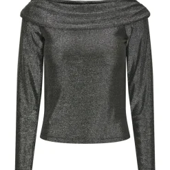 PIECES dame bluse PCSANDRA - Black Silver lurex